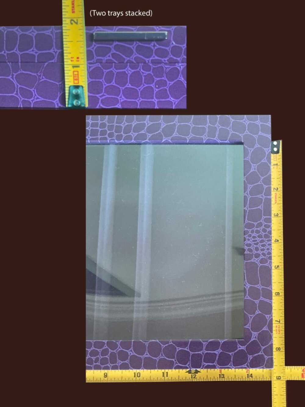 NEW 2-pc HSN Prestige Colleen Lopez Anti-Tarnish Purple Croco Jewelry Trays - Picture 9 of 10